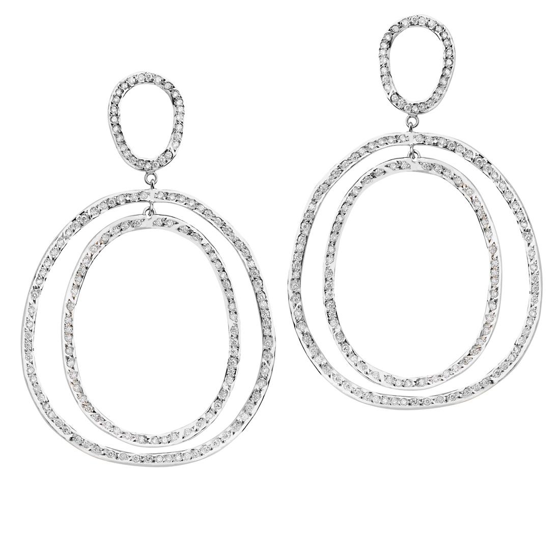 Ileana Makri 18k White Gold White Diamond "Double Again" Earrings For Sale
