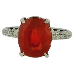 18K White Gold Paved & Cushion-Cut Ruby Ring GIA Certified
