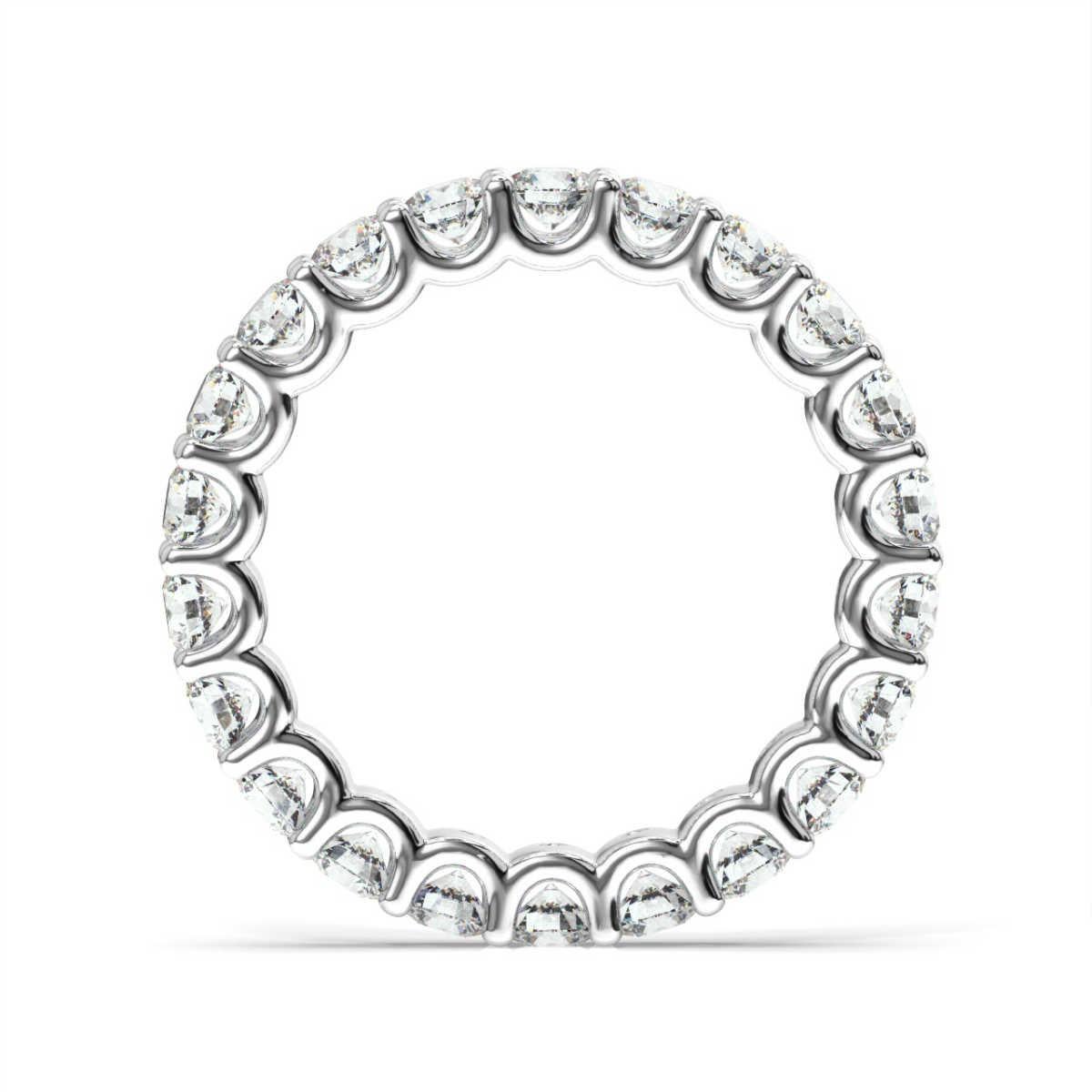 This eternity band features a perfectly matched round brilliant diamonds set in a 
