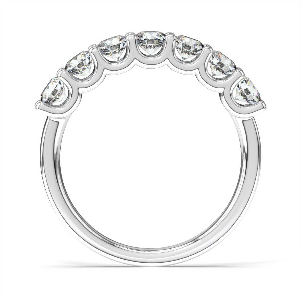 This ring features 7 round brilliant diamonds in a total weight of 1 carat set in a delicate 