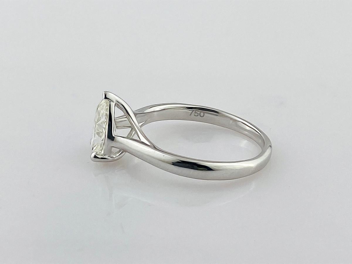 18K Weißgold Birnenschliff Diamant Solitär Ring - 1,00 Karat (Zeitgenössisch) im Angebot