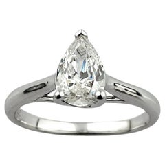 18K White Gold Pear-Cut Diamond Solitaire Ring – 1.00 Carat