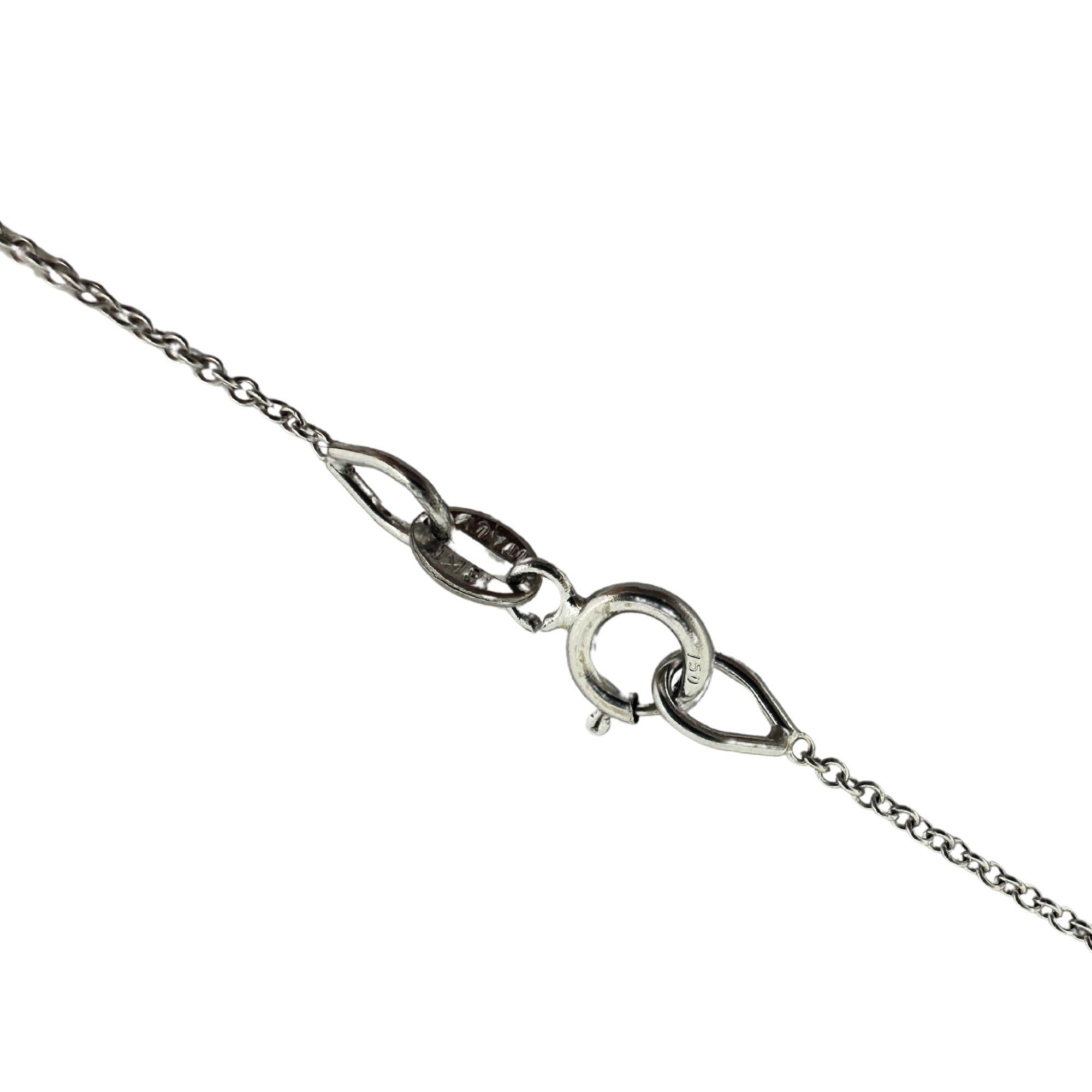 18K White Gold Pear Cut Emerald and Diamond Pendant Necklace For Sale 2