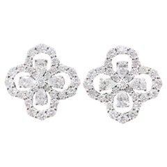 18K White Gold Pear-Cut Natural Diamond Stud Earrings