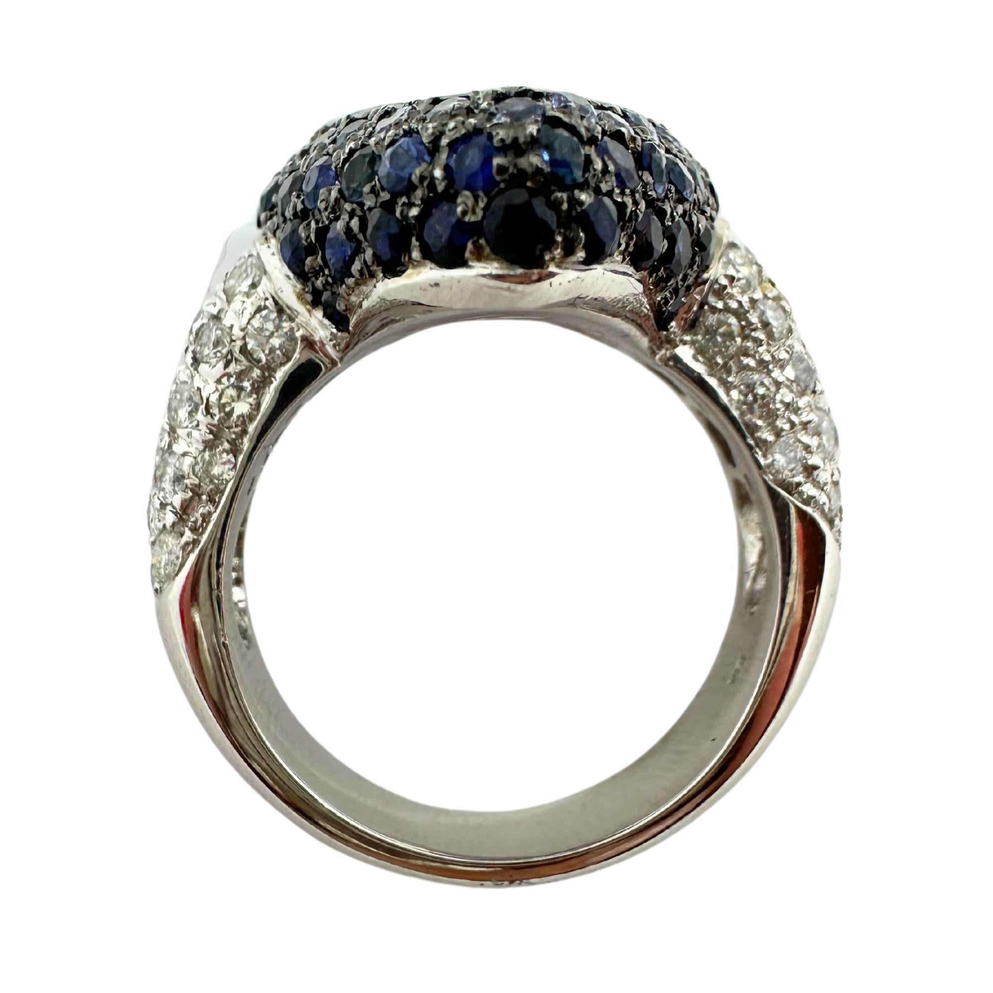 Bague en or blanc 18 carats avec saphir taille poire et diamants en vente 5