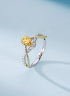 18K White Gold Pear-Cut Yellow Diamond & Diamond Ring