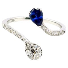 18k White Gold Pear Diamond Cts 0.52 and Round Diamond Halo Engagement Ring