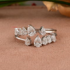 Bague ouverte en or blanc 18 carats, sertie d'un diamant en forme de poire de 1,12 carat, qualité SI Fine – Bijou de luxe