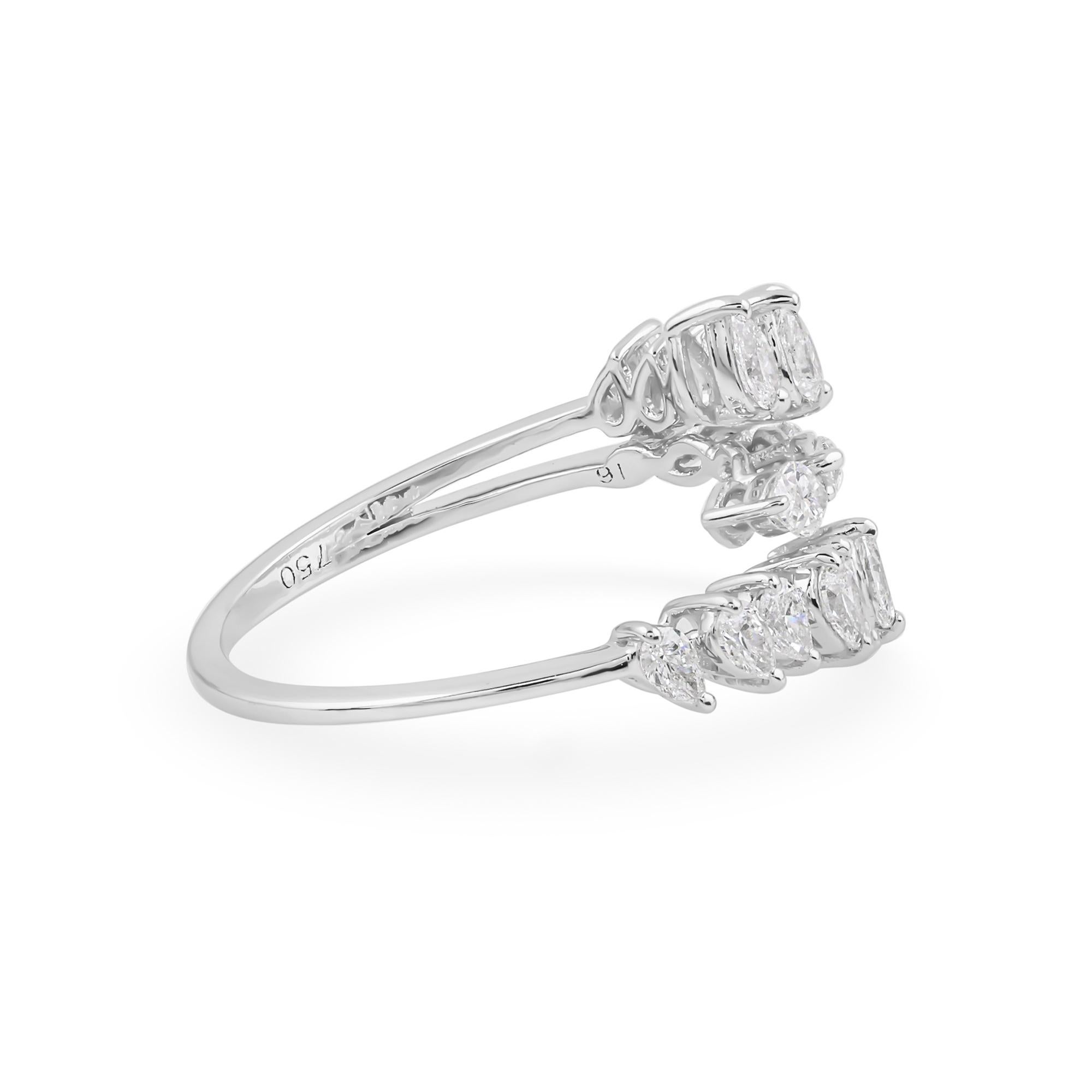 En venta: Alianza de oro blanco de 18k Marquesa de pera SI/H Diamante natural en espiral  8