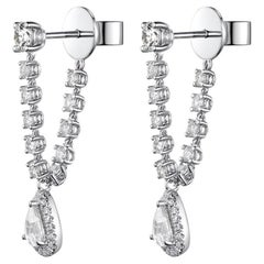 18K White Gold Pear Rose-Cut Diamond Drop Earrings – 1.02 Carats Total