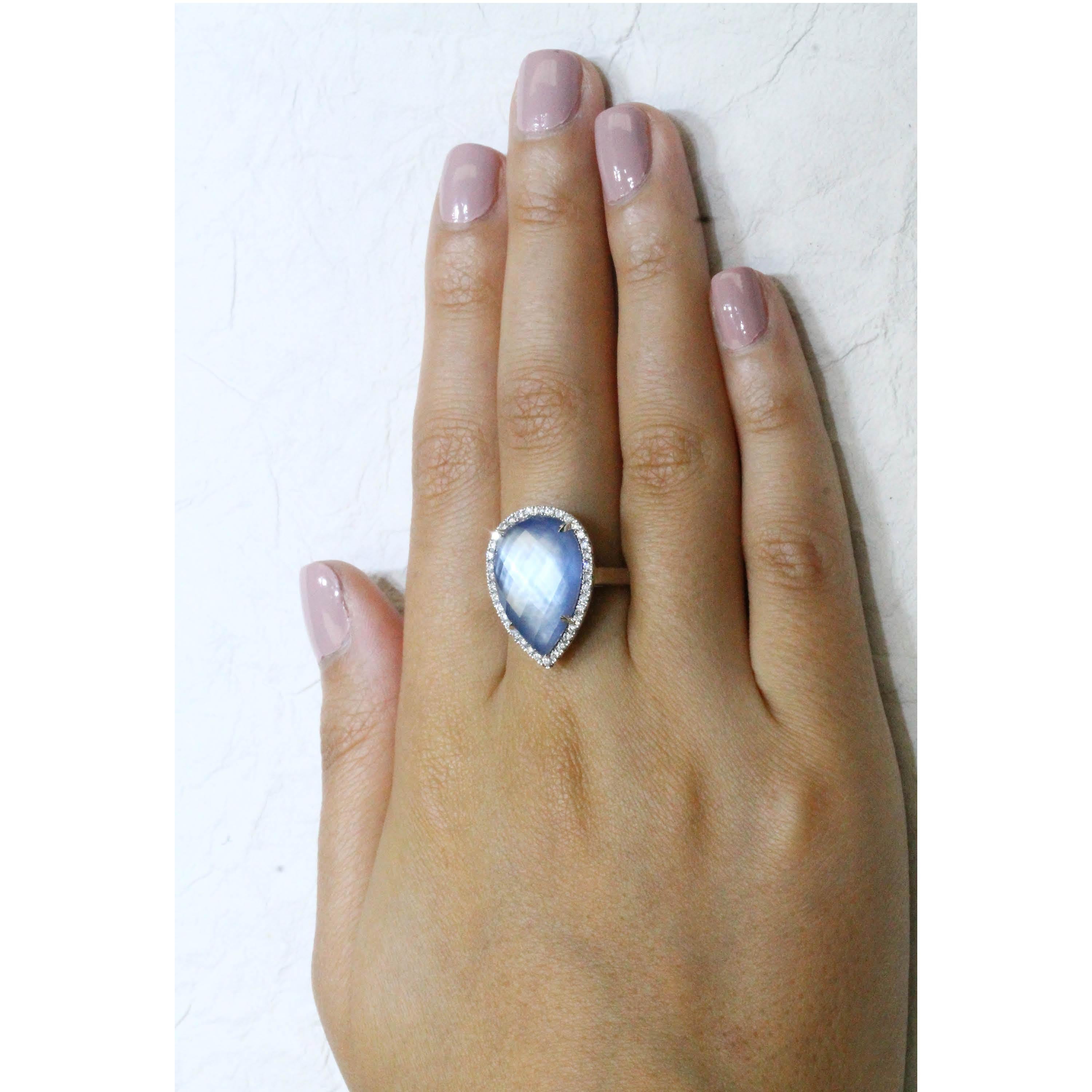 Ivory Sky collection Cocktail Ring featuring a Pear shaped 