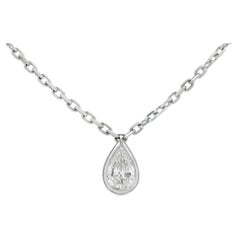 18K White Gold Pear Shape Diamond Solitaire Pendant