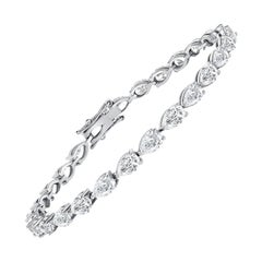 Pulsera de tenis de oro blanco de 18 quilates con diamantes en forma de pera (F-G, VS) 7 pulgadas