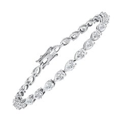 Pulsera de tenis de oro blanco de 18 quilates con diamantes en forma de pera 'F-G, VS