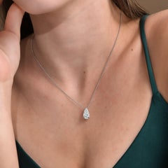 Collar Colgante Solitario Forma Pera Oro Blanco 18K 3.01 TCW Diamante Natural