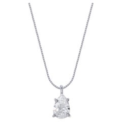 18K White Gold Pear-Shaped Diamond Pendant Necklace