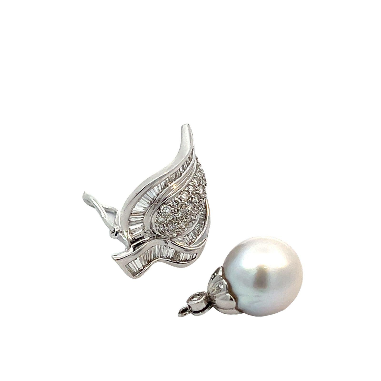 Retro  Pearl and Diamond Removable Drop Dangle Earrings For Sale