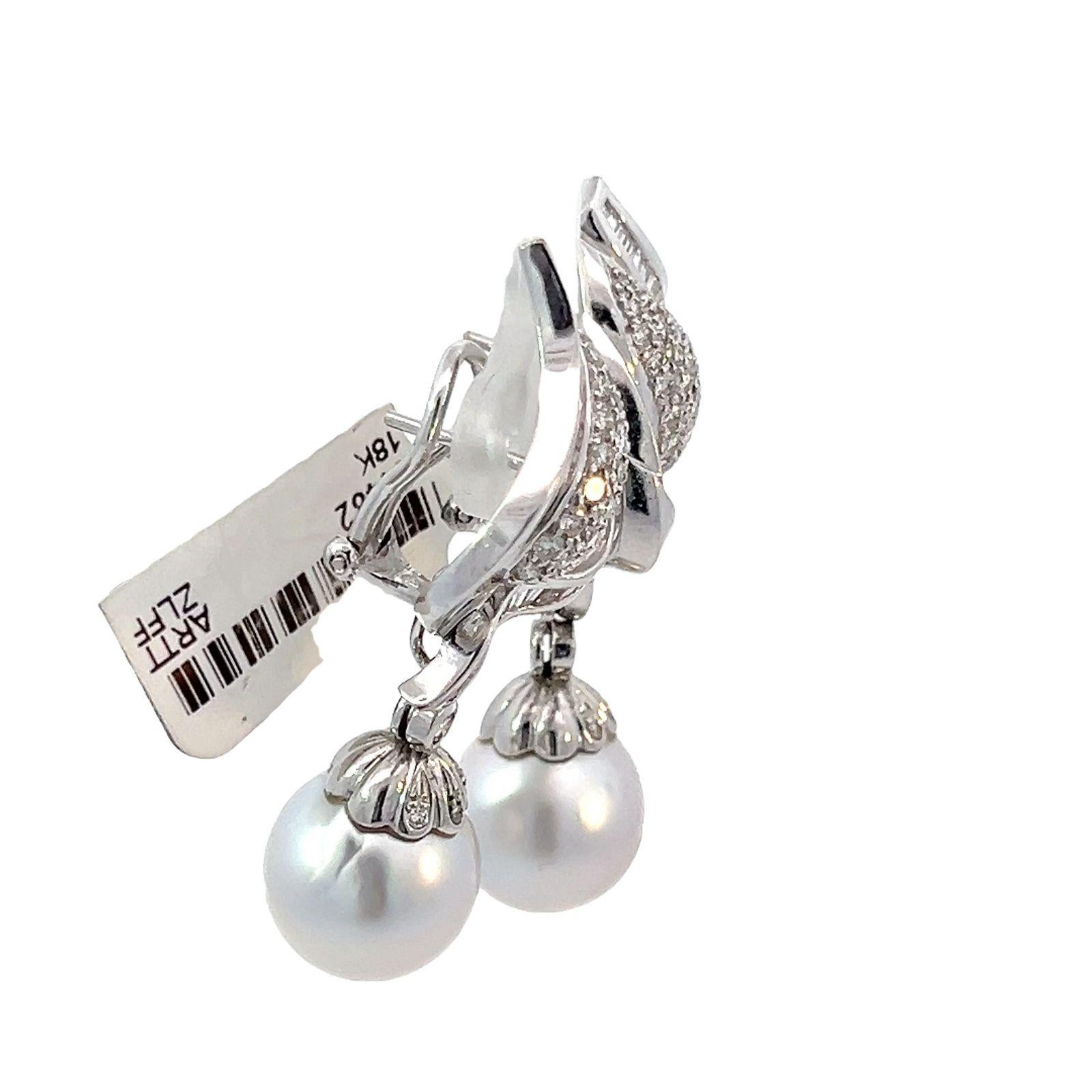 Mixed Cut  Pearl and Diamond Removable Drop Dangle Earrings For Sale