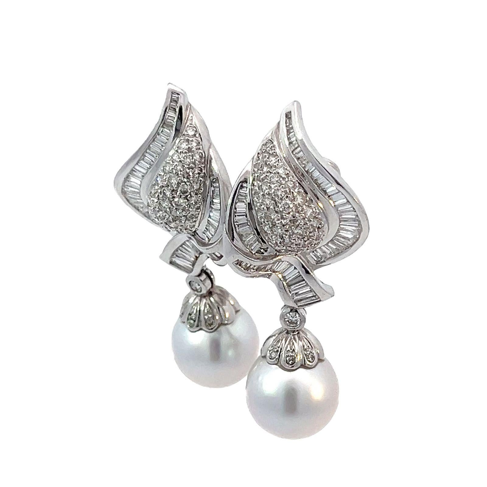  Pearl and Diamond Removable Drop Dangle Earrings For Sale 1