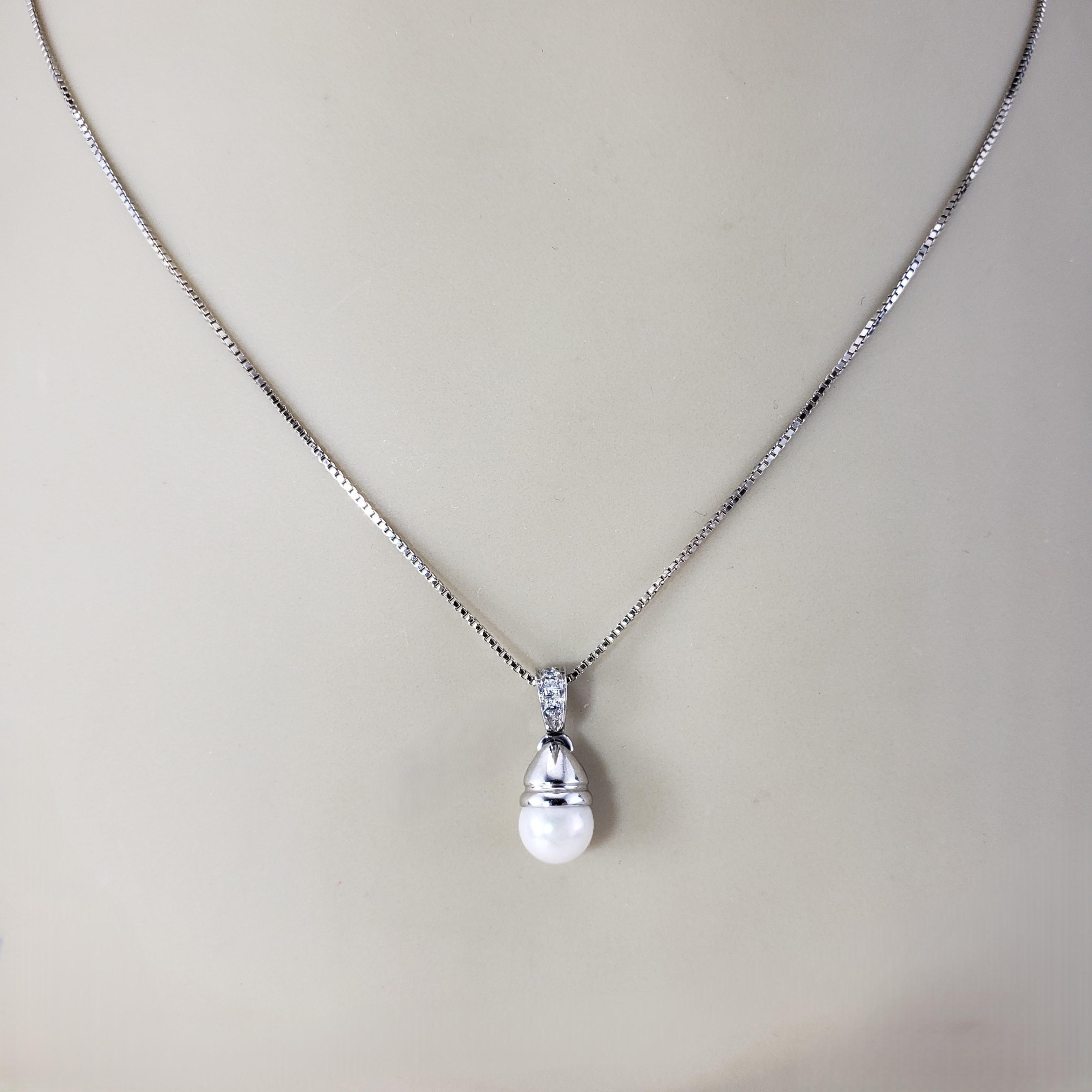 18K White Gold Pearl and Diamond Pendant Necklace #20275 3