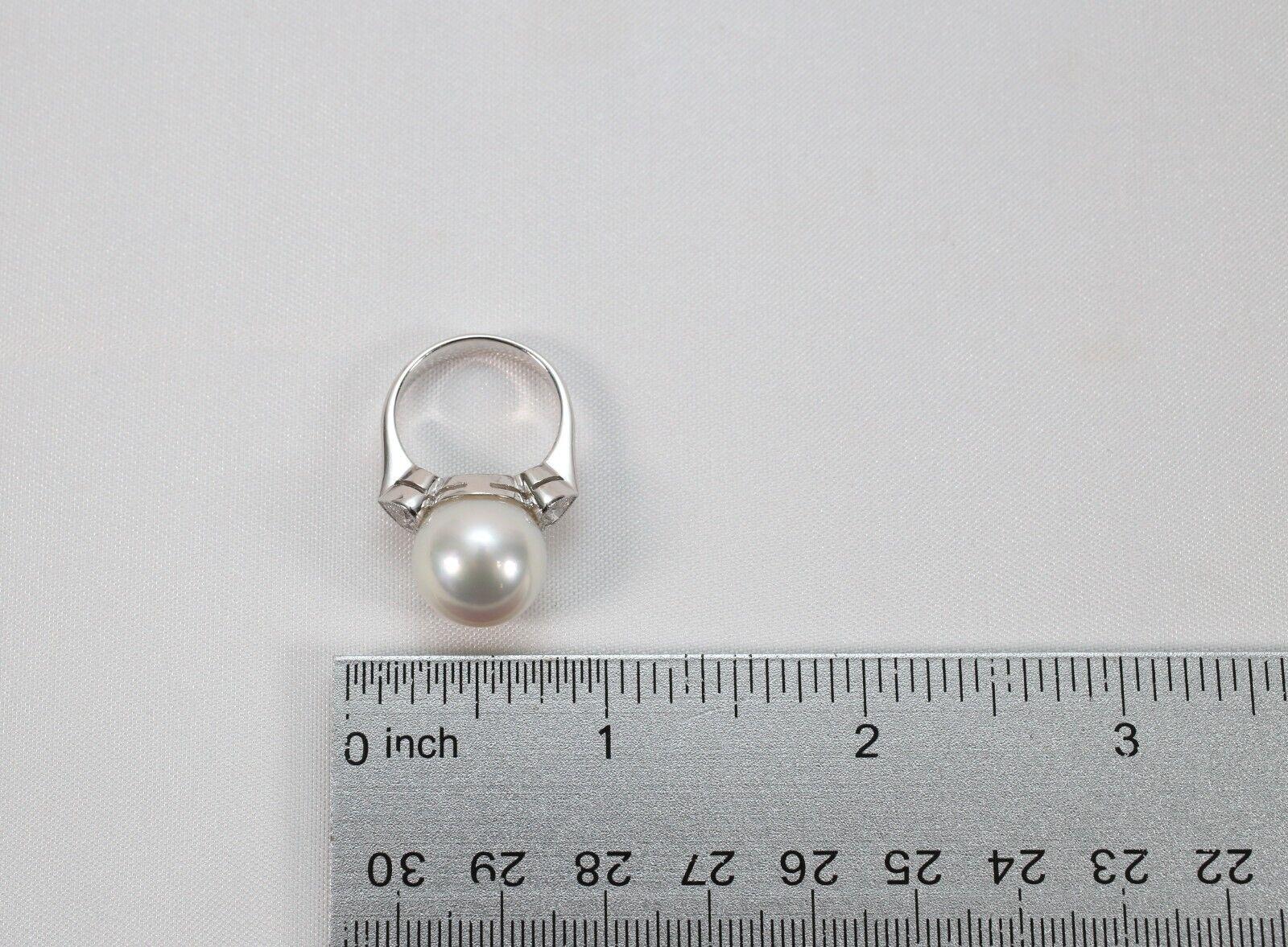 Set aus Ring und Ohrring aus 18 Karat Weißgold mit Perlen und Herz-Diamant, 18,4 g Damen im Angebot
