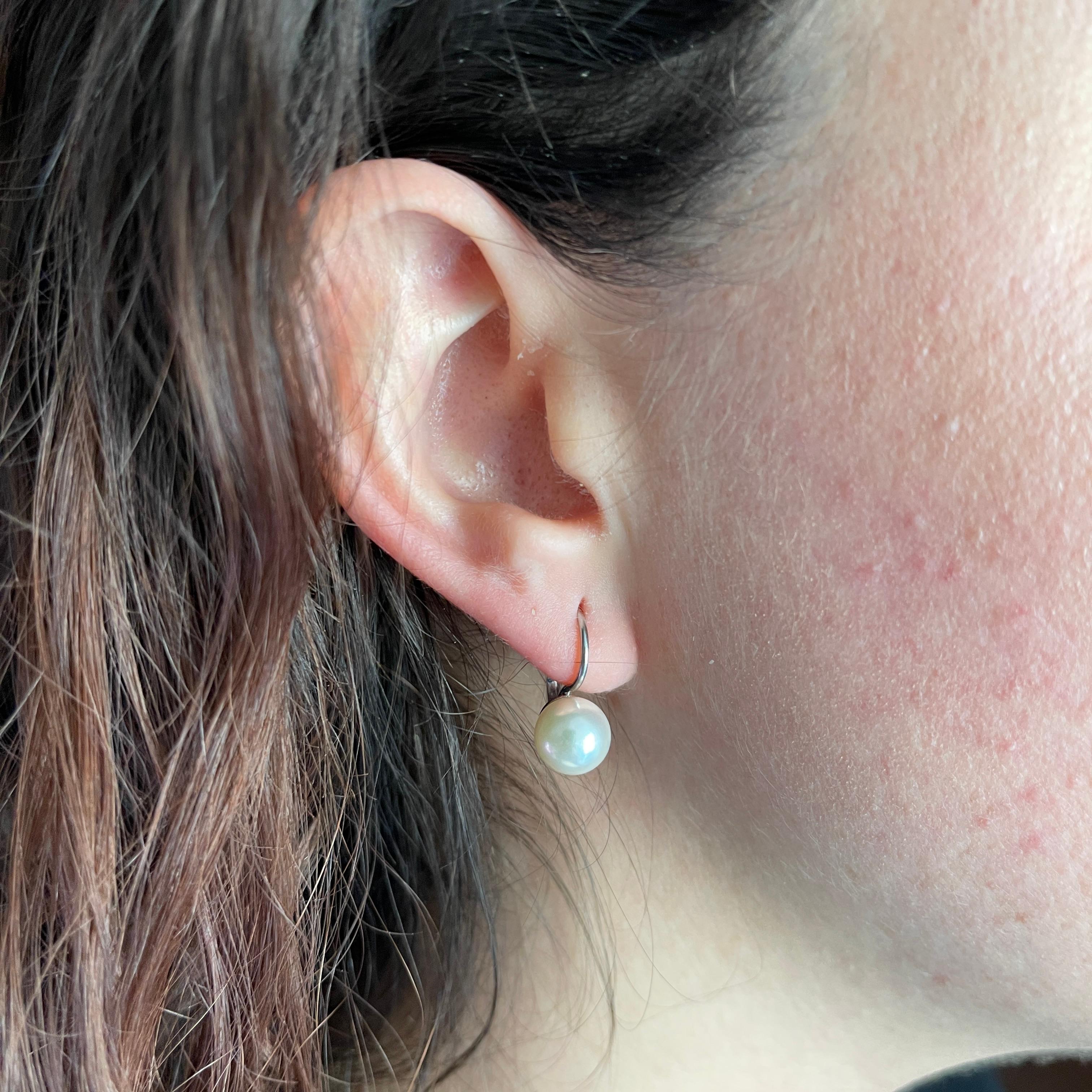 da uomo o donna Orecchini di perle in oro bianco 18 carati in vendita