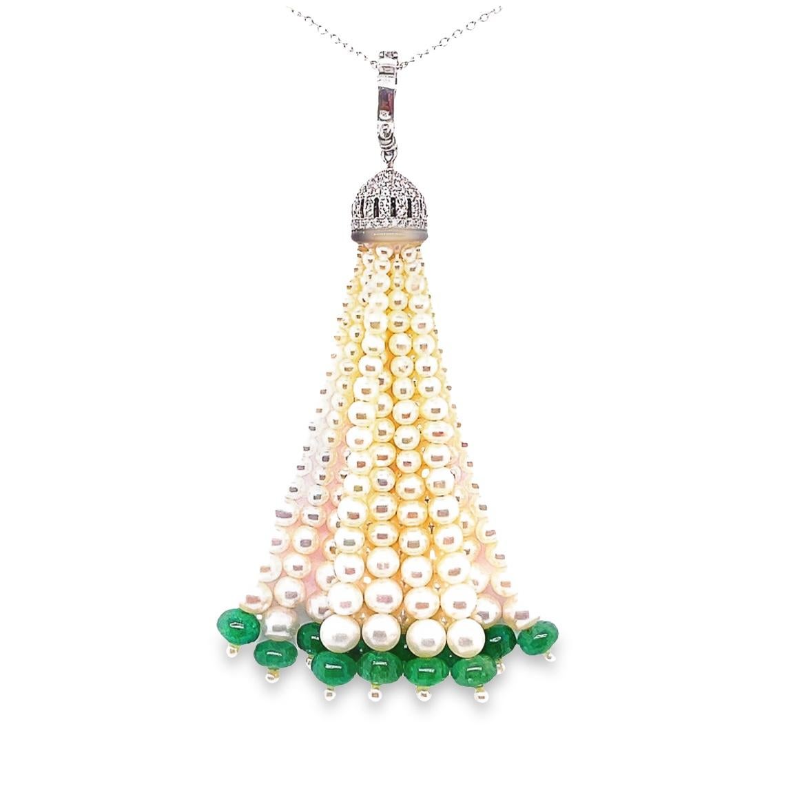 At the heart of this mesmerizing creation are freshwater pearls, descending gracefully from delicate to medium-sized and culminating in impressively large pearls totaling 11.79 carats.

Scientifically proven to be among nature's finest creations,