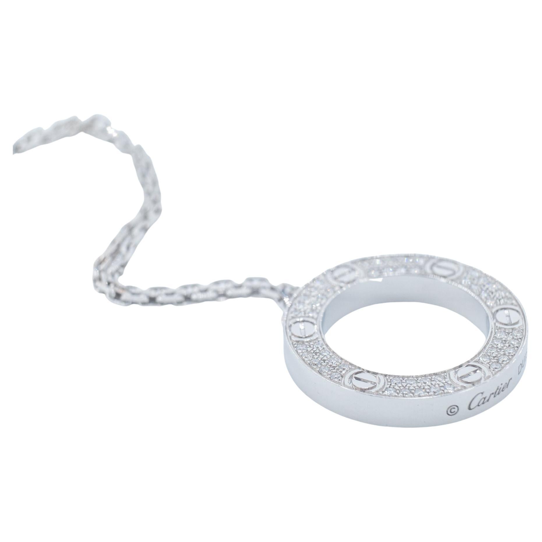 CRB7219700 - LOVE necklace, 6 diamonds - Rose gold, white gold, diamonds -  Cartier
