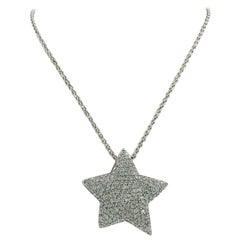 Collana con ciondolo in oro bianco 18k con topazio e diamanti, 2,00 ct