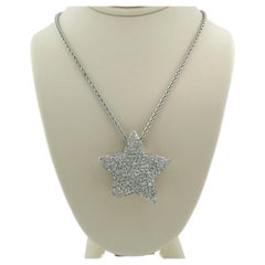Collana con ciondolo in oro bianco 18k con topazio e diamanti, 2,00 ct