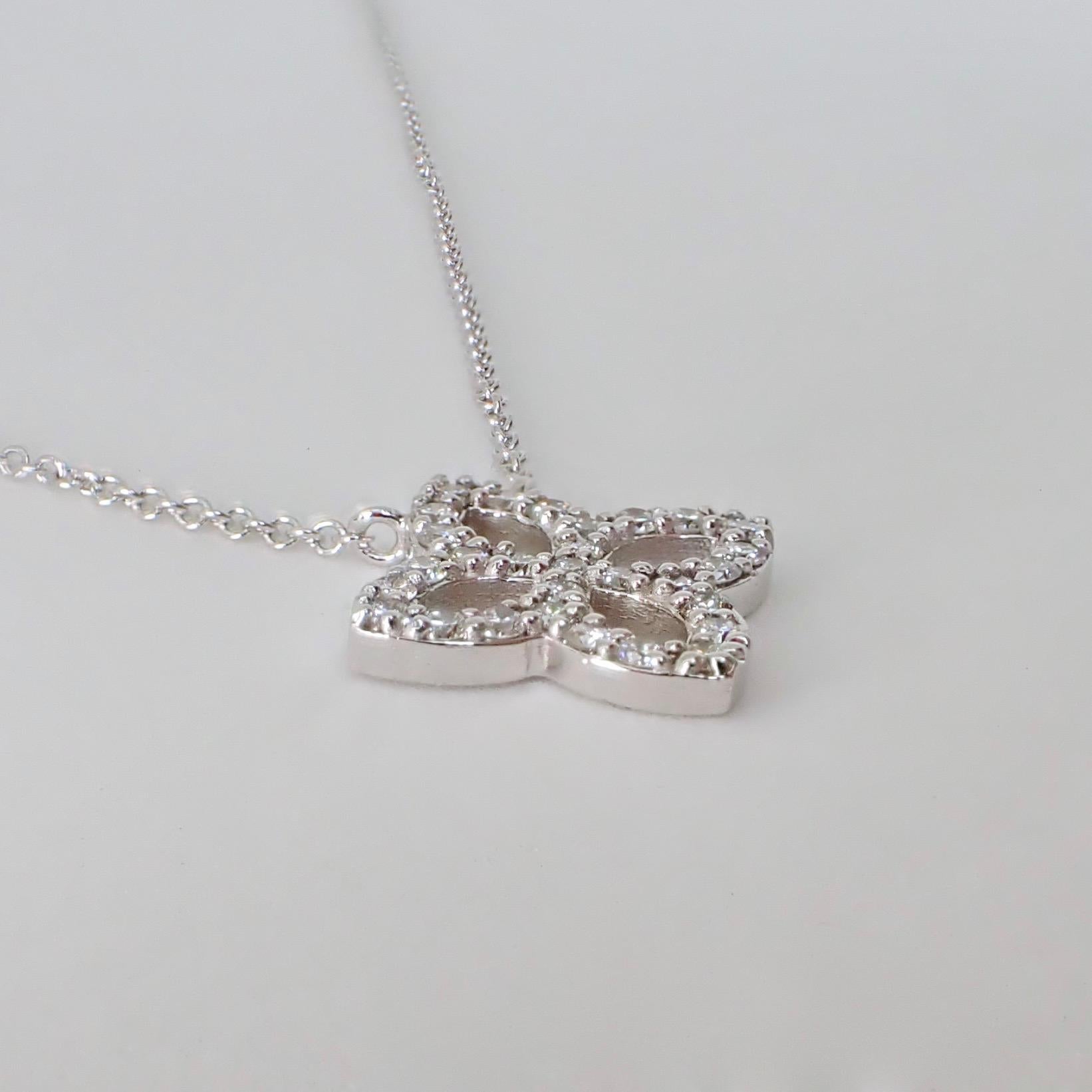 18 Karat Weißgold Anhänger mit 0,43 Karat Diamanten behängte Kabelkette im Zustand „Neu“ im Angebot in Coral Gables, FL