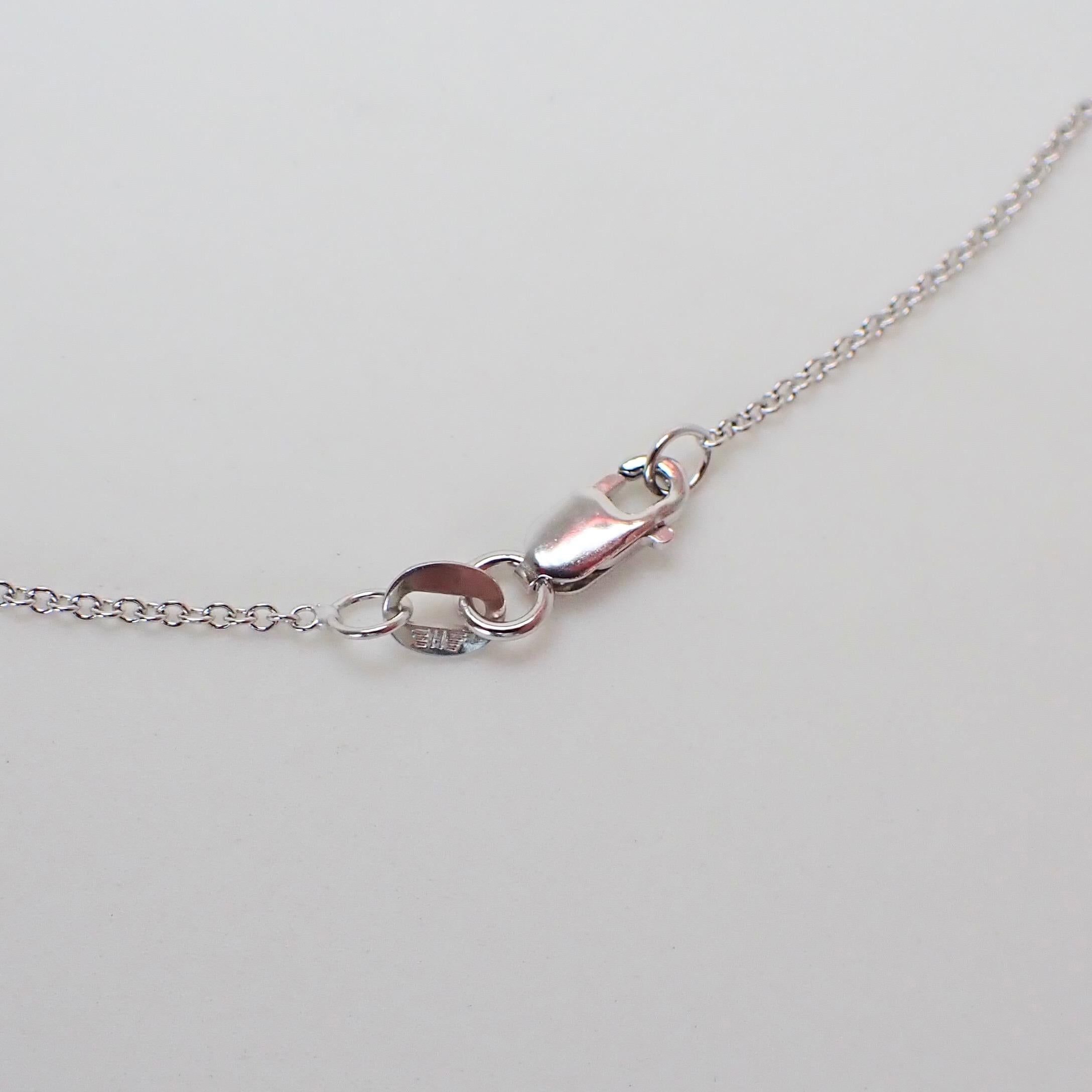 18 Karat Weißgold Anhänger mit 0,43 Karat Diamanten behängte Kabelkette Damen im Angebot
