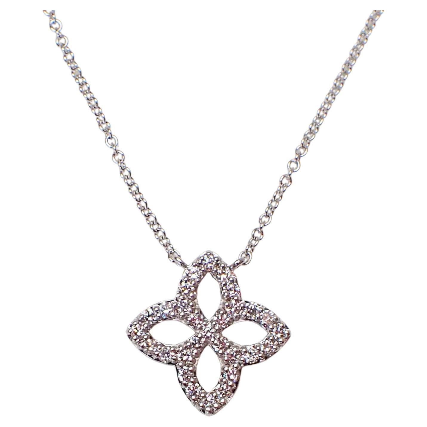 18k White Gold Pendant with 0.43 Carats of Diamond Hangs Cable Chain For Sale