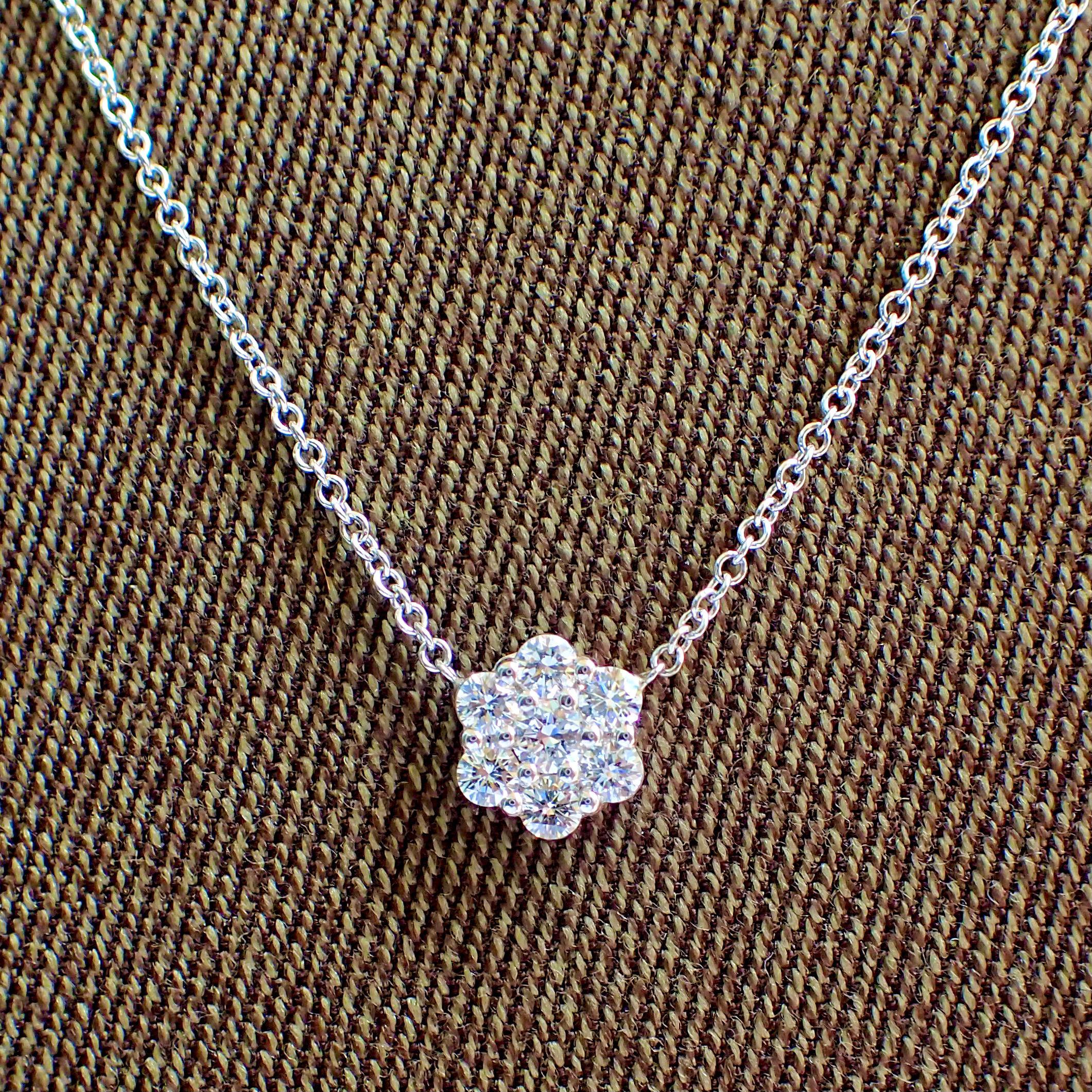 18k White Gold Pendant with 0.44 carats of Diamond hangs from a 16