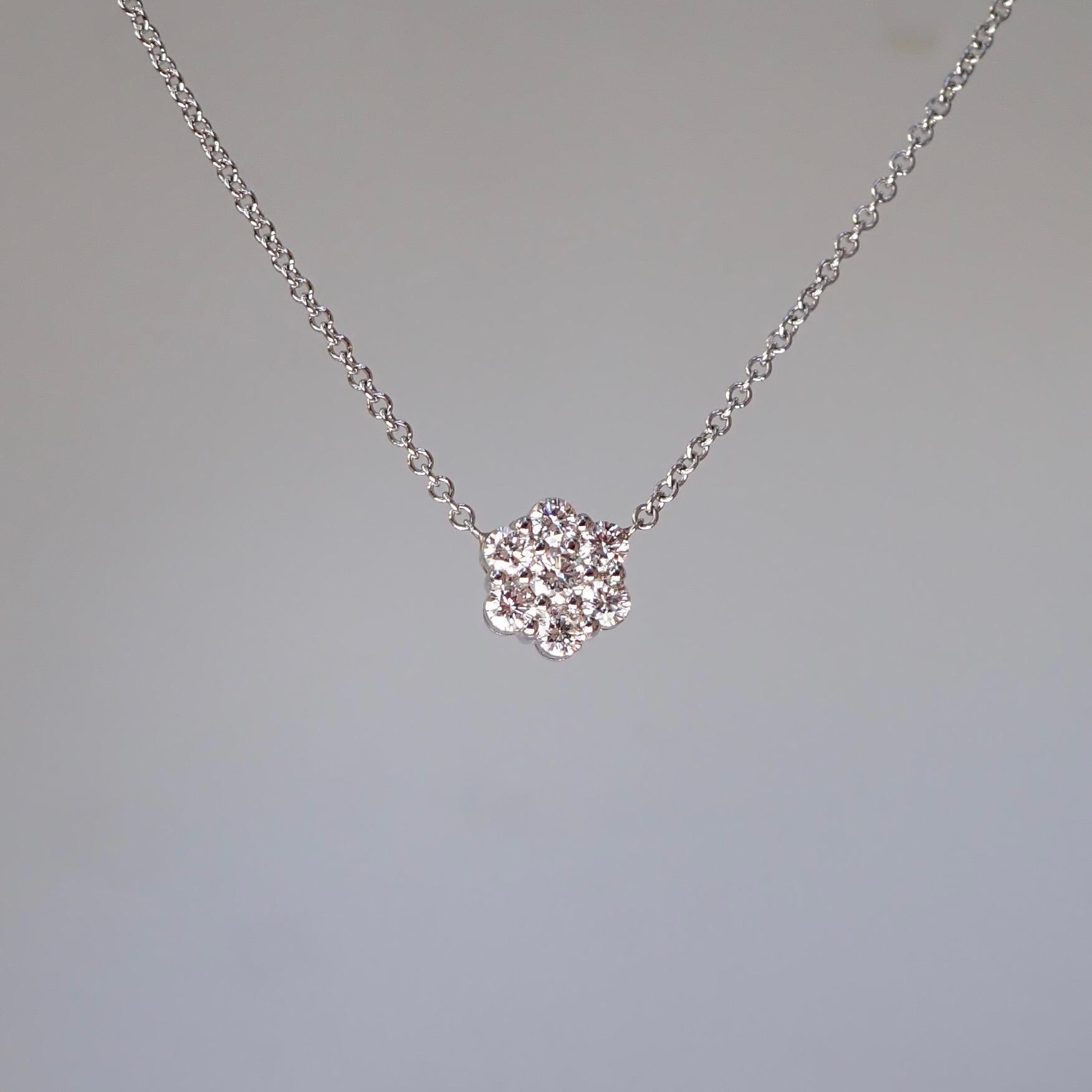 Contemporary 18k White Gold Pendant with 0.44 Carats of Diamond on Cable Chain For Sale