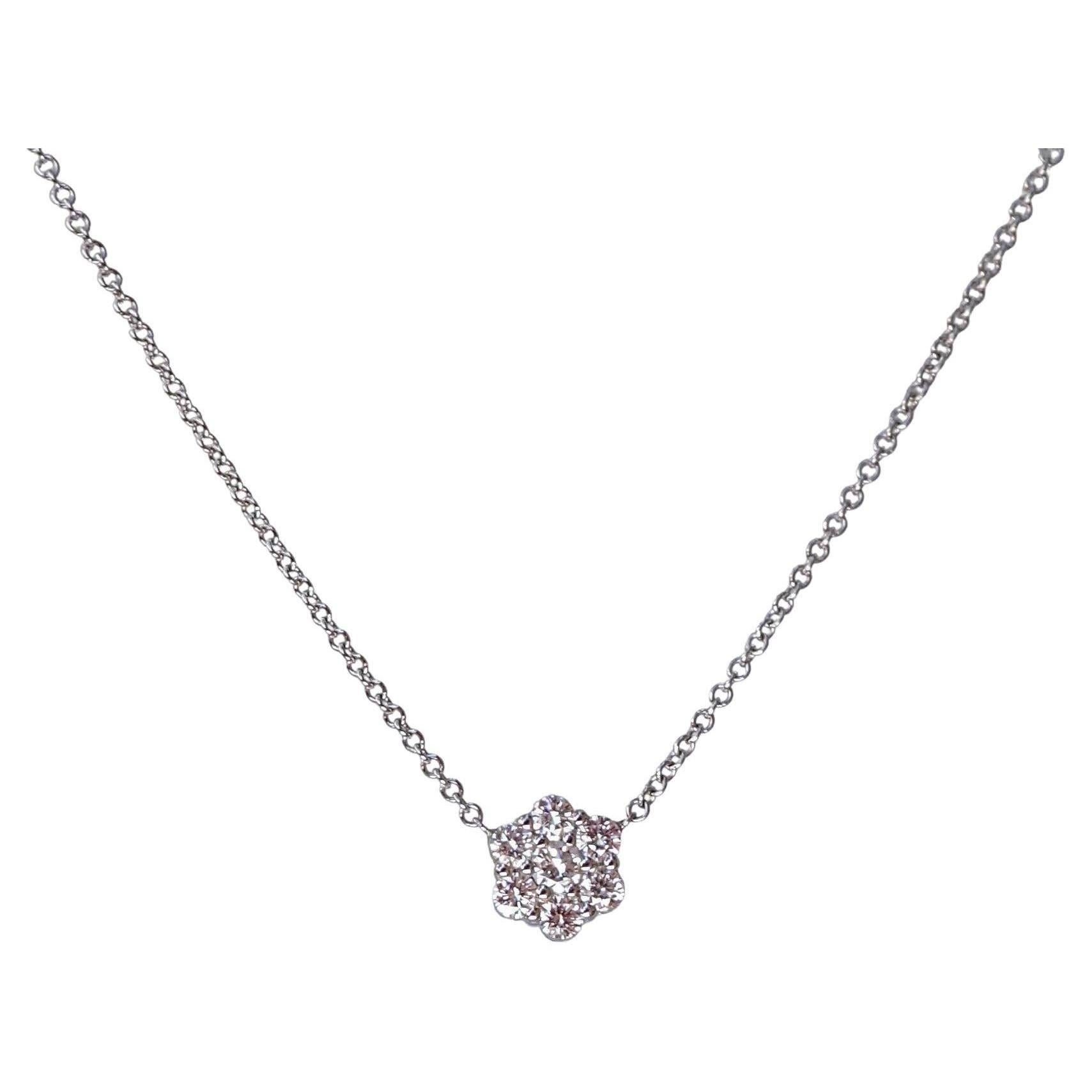 18k White Gold Pendant with 0.44 Carats of Diamond on Cable Chain