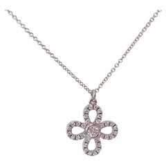 18k White Gold Pendant with 0.46 Carats of Diamond Hangs from Cable Chain