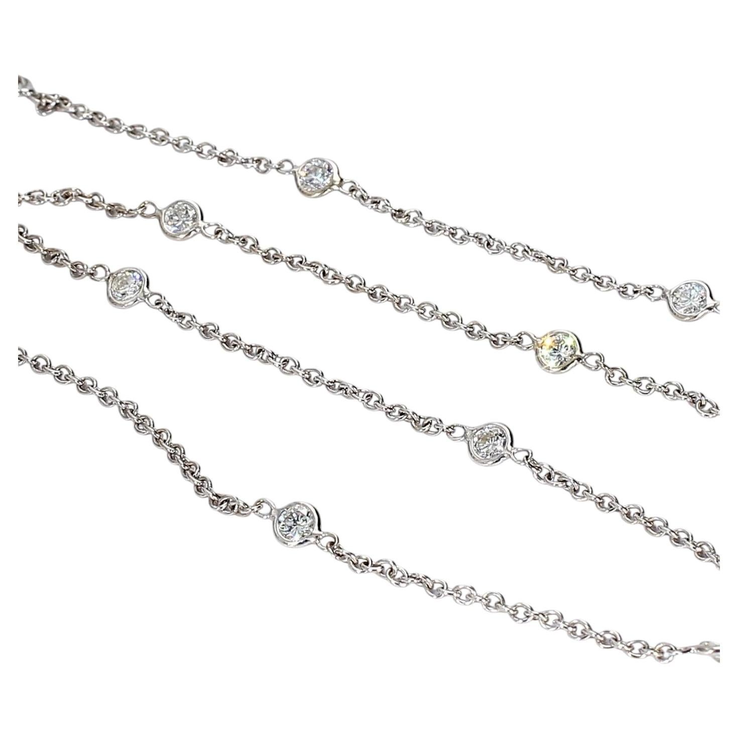 18k White Gold Penny Preville "Diamonds By The Yard" Necklace - 16.5in For Sale