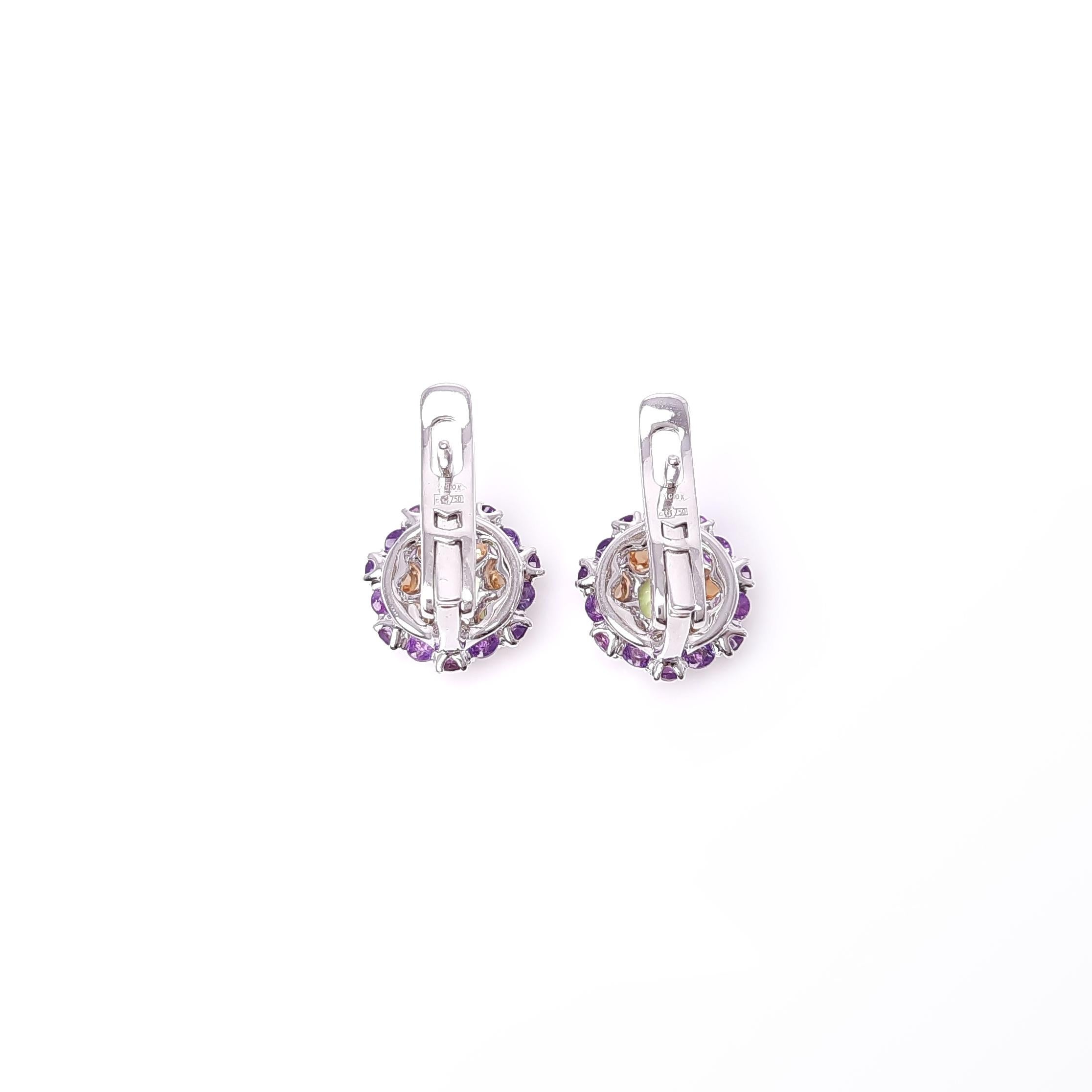 18 Karat Weißgold Peridot-Diamant-Ohrringe in Steinfassung im Aurora-Stil (Zeitgenössisch) im Angebot