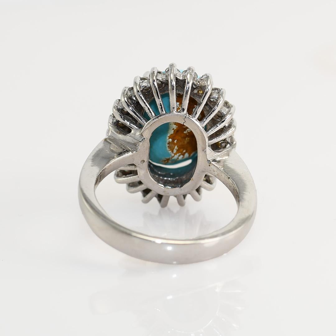 18K White Gold Persian Turquoise & Diamond Ring, .75tdw 1