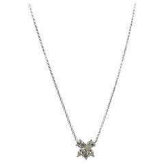 18K White Gold Petite .68 Carat Pear and Marquise Cut Diamond Pedant Necklace