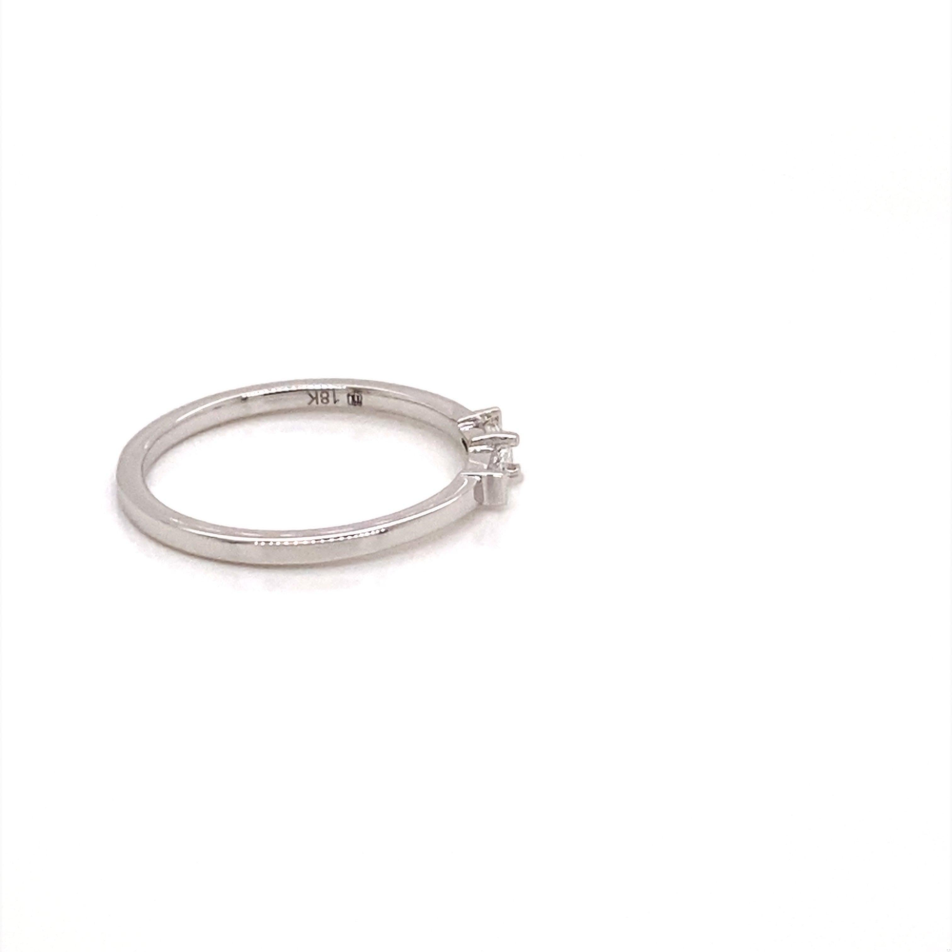 18K White Gold Petite Double Baguette Diamond Stacking Band For Sale 1