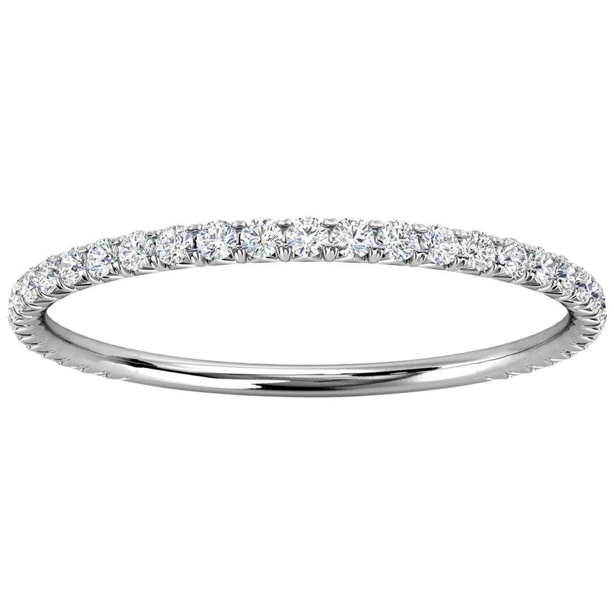 For Sale:  18k White Gold Petite GIA French Pave Diamond Ring '1/5 Ct. tw'