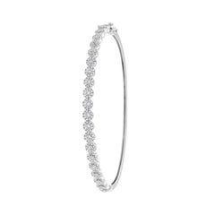 18 Karat White Gold Petite Halo Diamond Bangle '1 Carat'