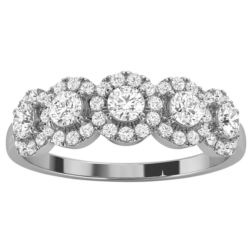 For Sale:  18k White Gold Petite Jenna Halo Diamond Ring '1/2 Ct. Tw'