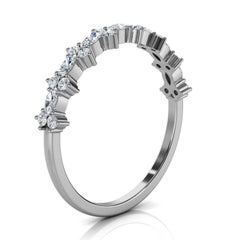 18K White Gold Petite Marquise & Round Organic Design Diamond Ring '2/5 Ct. tw'