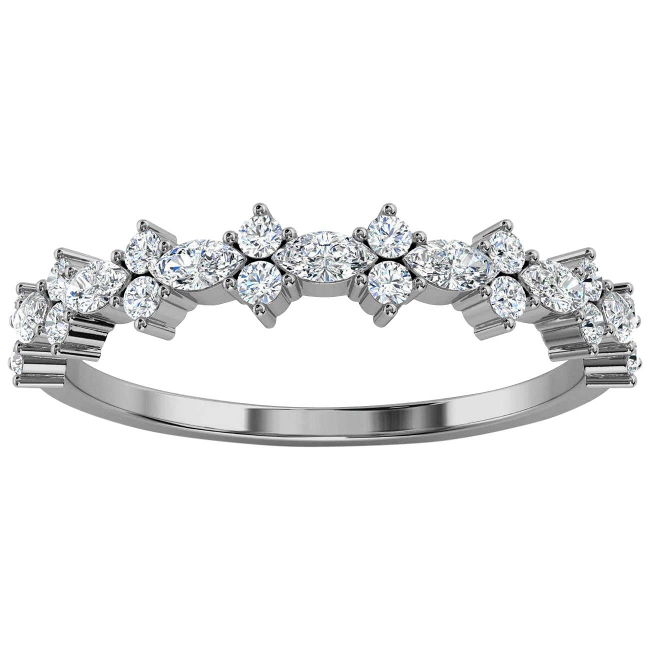 18K White Gold Petite Marquise & Round Organic Design Diamond Ring '2/5 Ct. tw' For Sale