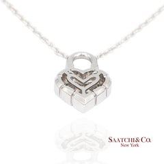 18K White Gold Pie Cut Heart Shape Pendant Necklace with Chain