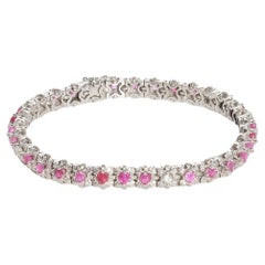 Bracelet en or blanc 18 carats, saphirs roses et blancs