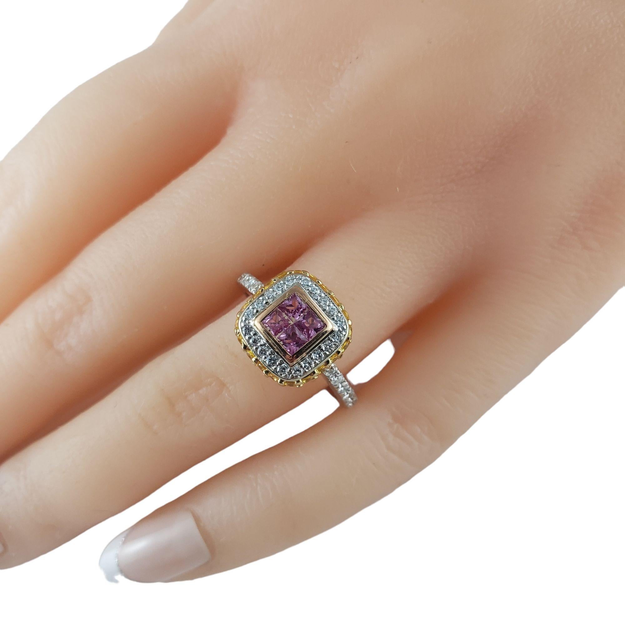 18K White Gold Pink and Yellow Sapphire and Diamond Ring Size 7 #14219 For Sale 1